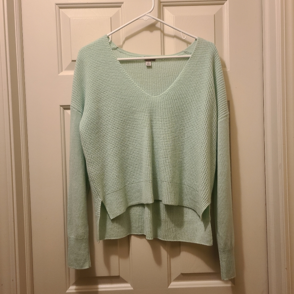 Halogen Cashmere Thermal Weave V-Neck Sweater Size